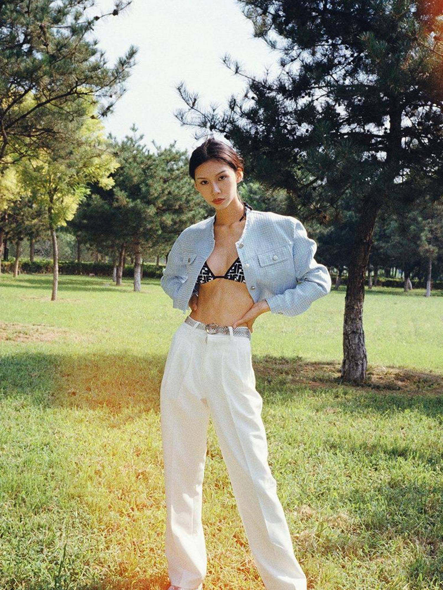 JYOSEI Soft 96% Cotton High Waist Straight Leg European Chic Young Women Ivory Pants