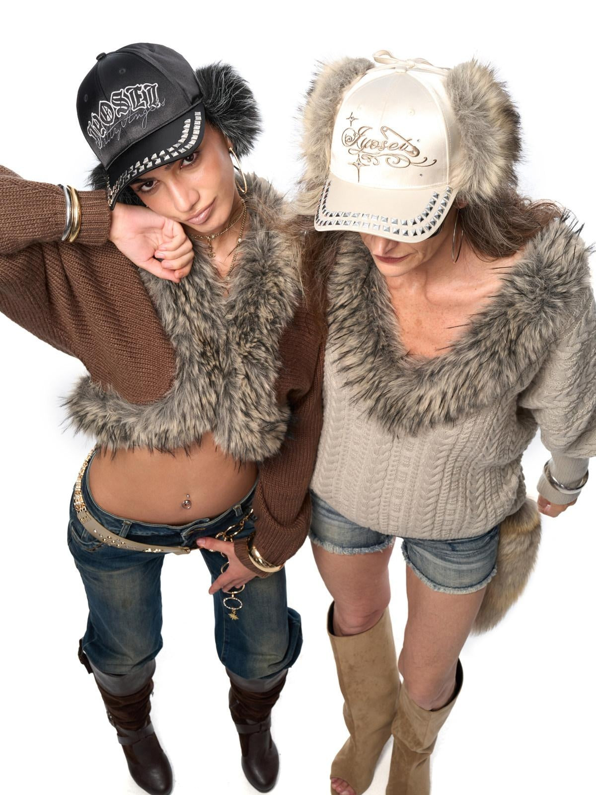 JYOSEI Soft Acrylic Knit European Loose Cinched Waist V-ceck Brown Girls Jacket