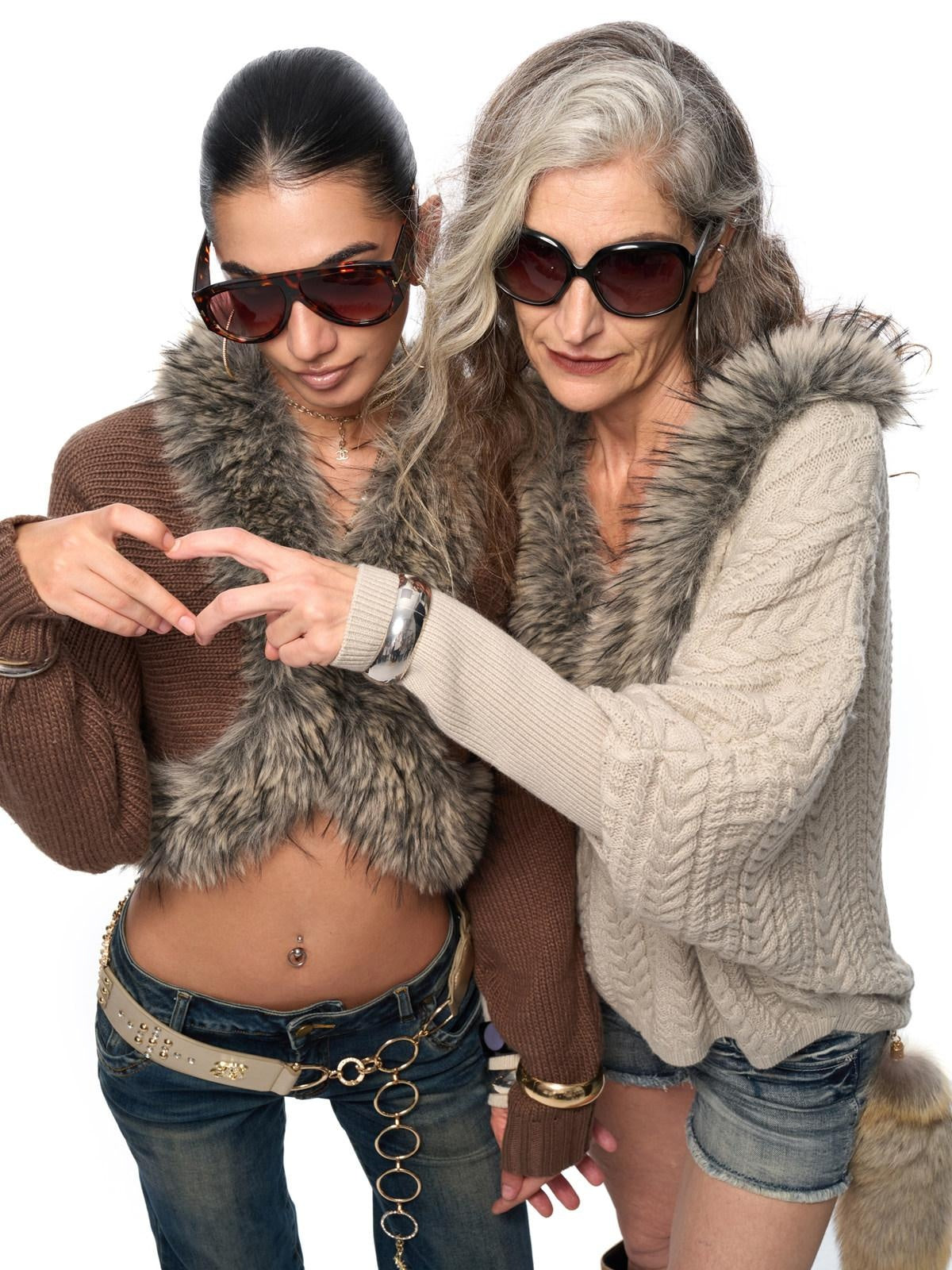 JYOSEI Soft Acrylic Knit European Loose Cinched Waist V-ceck Brown Girls Jacket