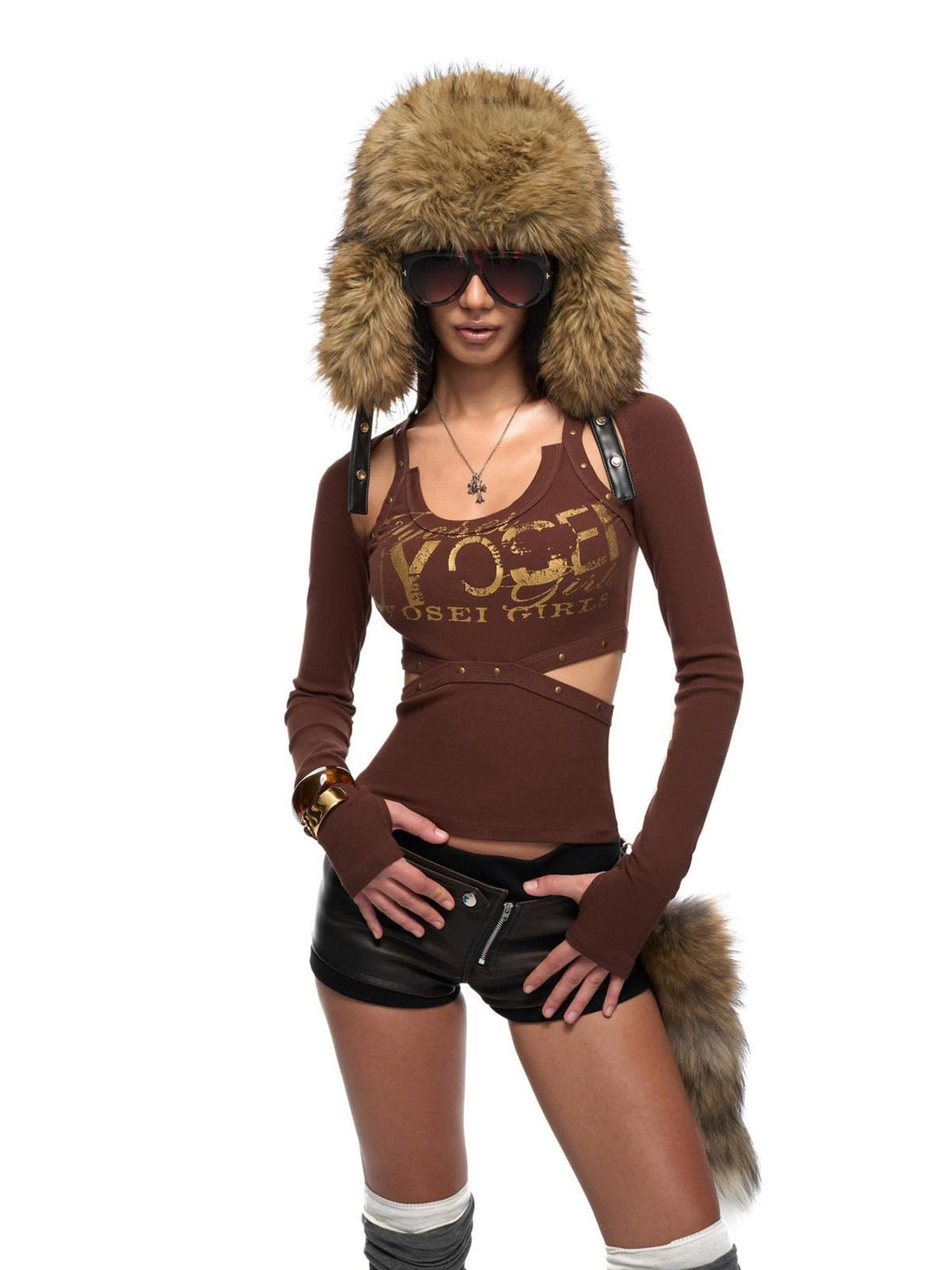 JYOSEI Soft Stretch Cotton Slim Fit Sexy Cutout Back Cropped Letter Print T-Shirt