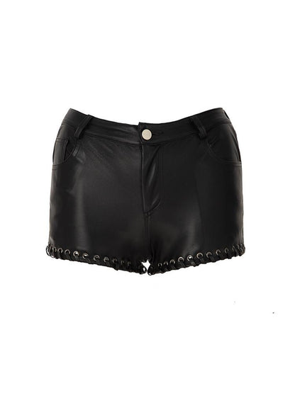 JYOSEI Street Style Lace Up Low Rise Faux Leather Women&