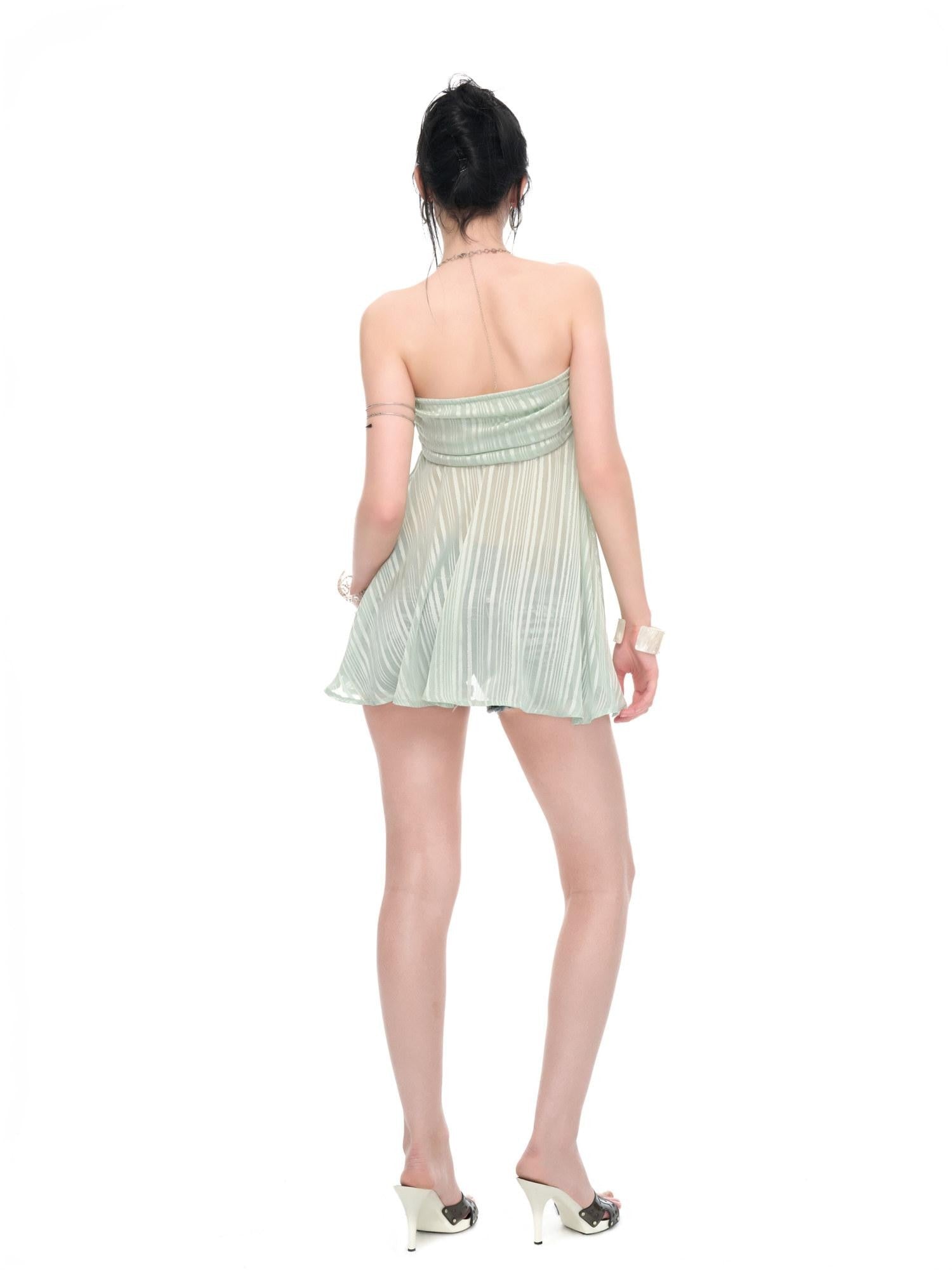 JYOSEI Striped Shimmer Ruffled Asymmetric Women&