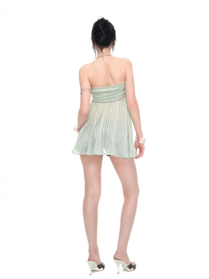 JYOSEI Striped Shimmer Ruffled Asymmetric Women&