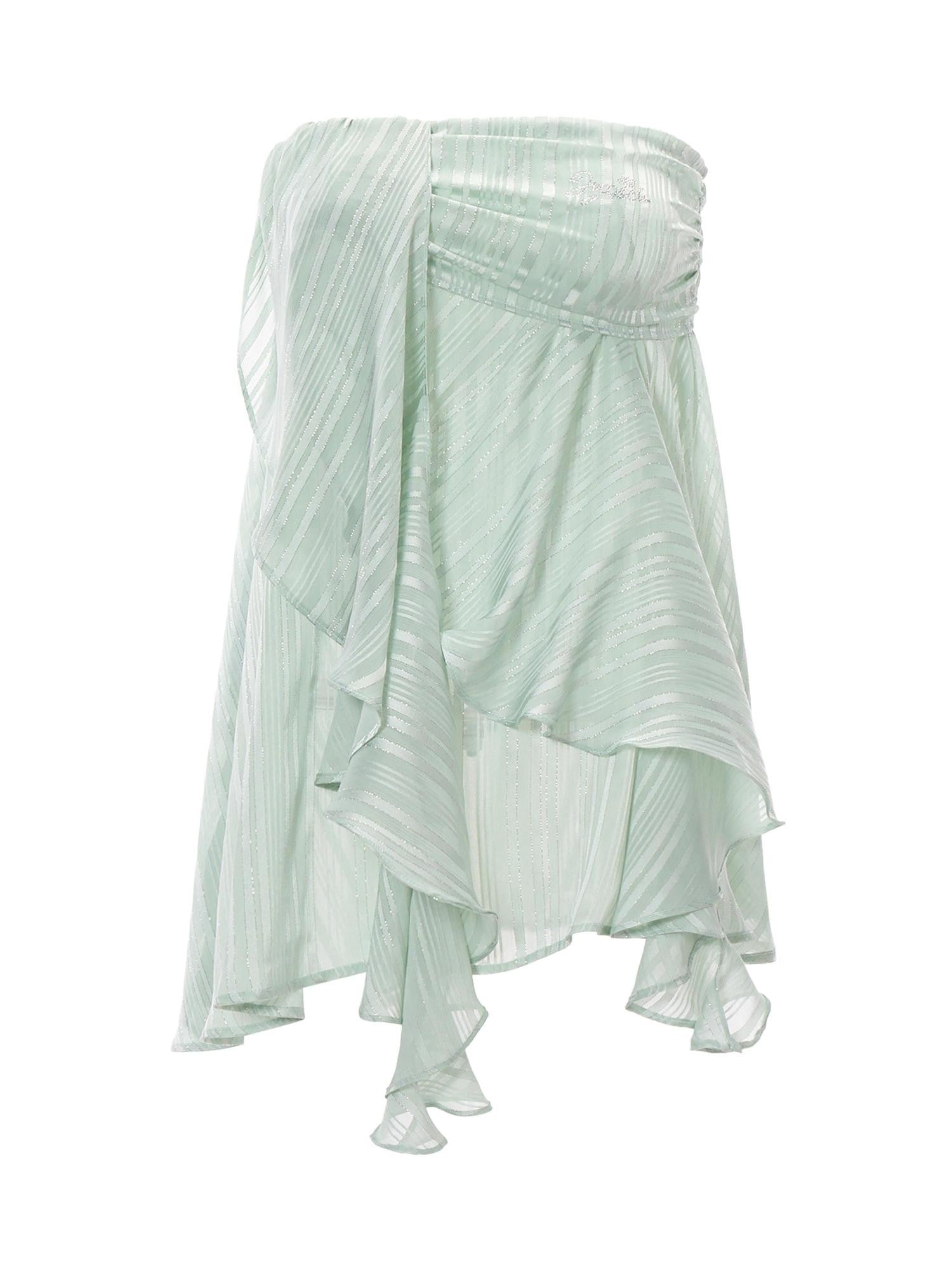 JYOSEI Striped Shimmer Ruffled Asymmetric Women&
