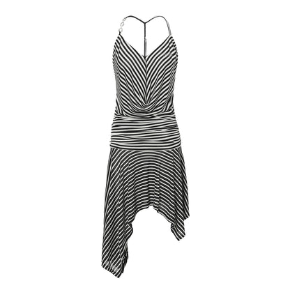 JYOSEI_Striped_V-Neck_Asymmetrical_Hem_Slip_Dress_MISSTT