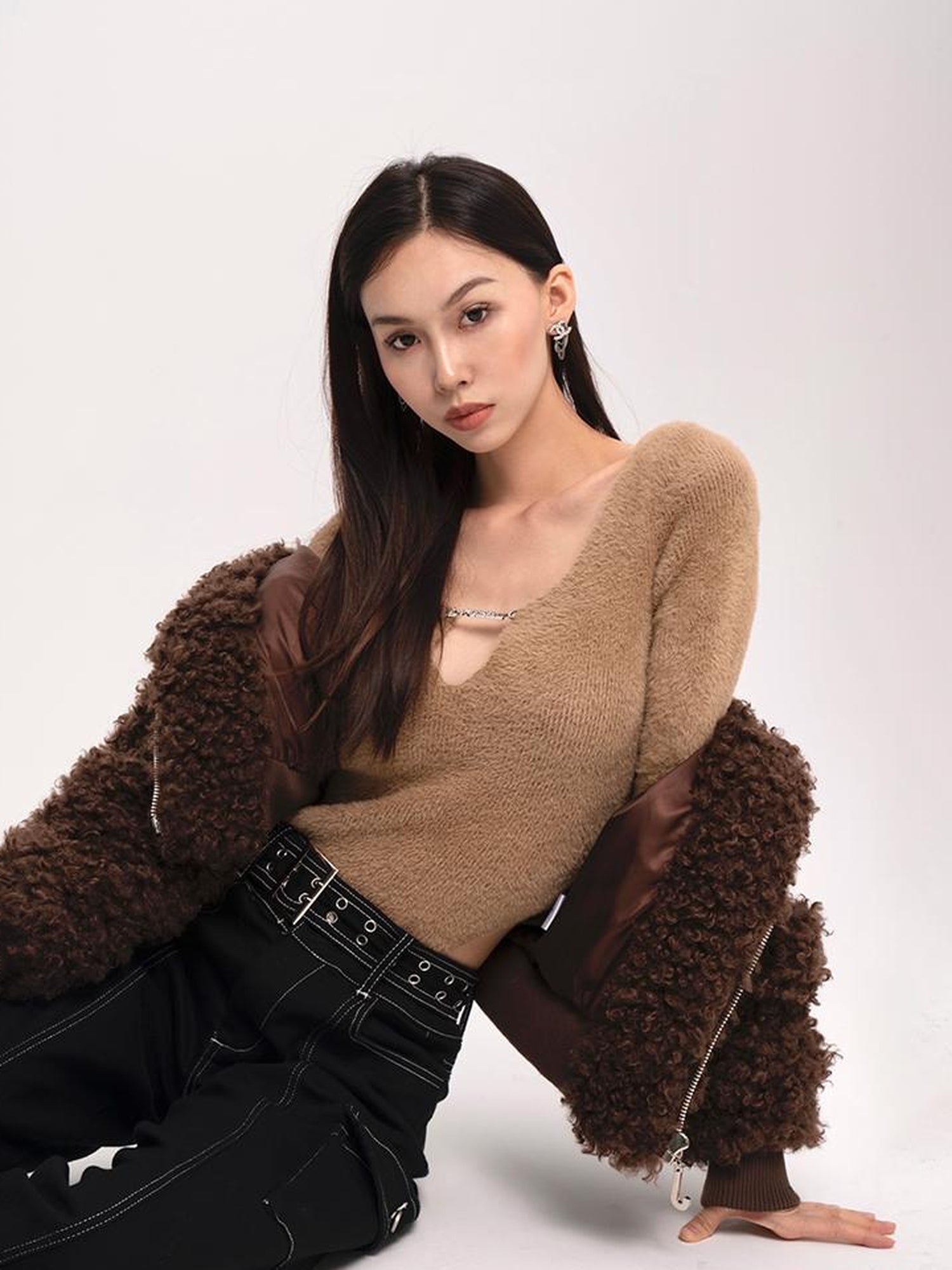 JYOSEI Teddy Fleece Short Puffer Jacket With Ribbed Cuffs