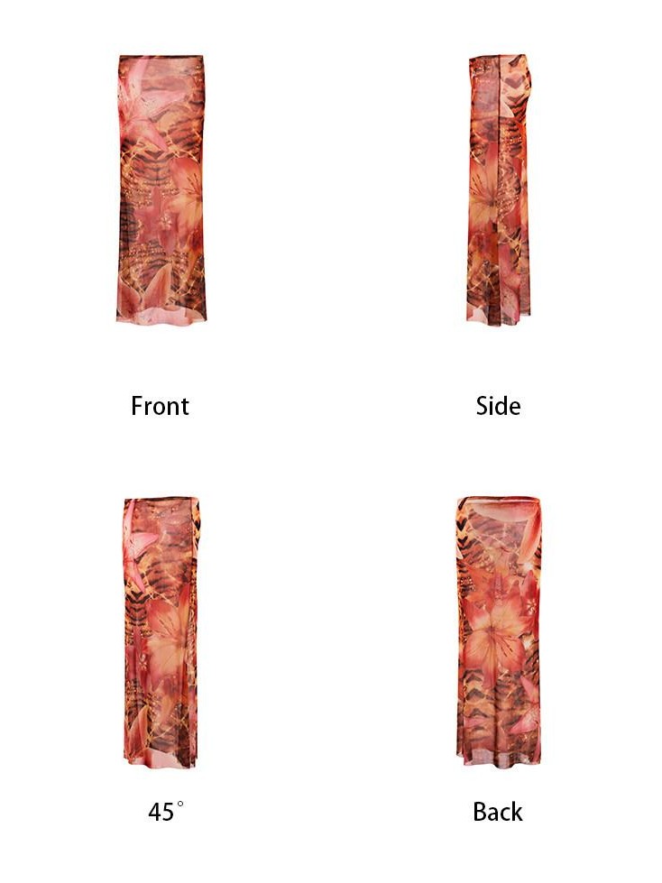 JYOSEI Tiger Stripe Tie Detail Skirt And Scarf Set Women&