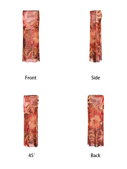 JYOSEI Tiger Stripe Tie Detail Skirt And Scarf Set Women&