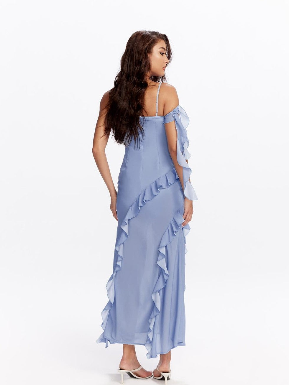 JYOSEI Vacation Floral Print Ruffle Chiffon Women&
