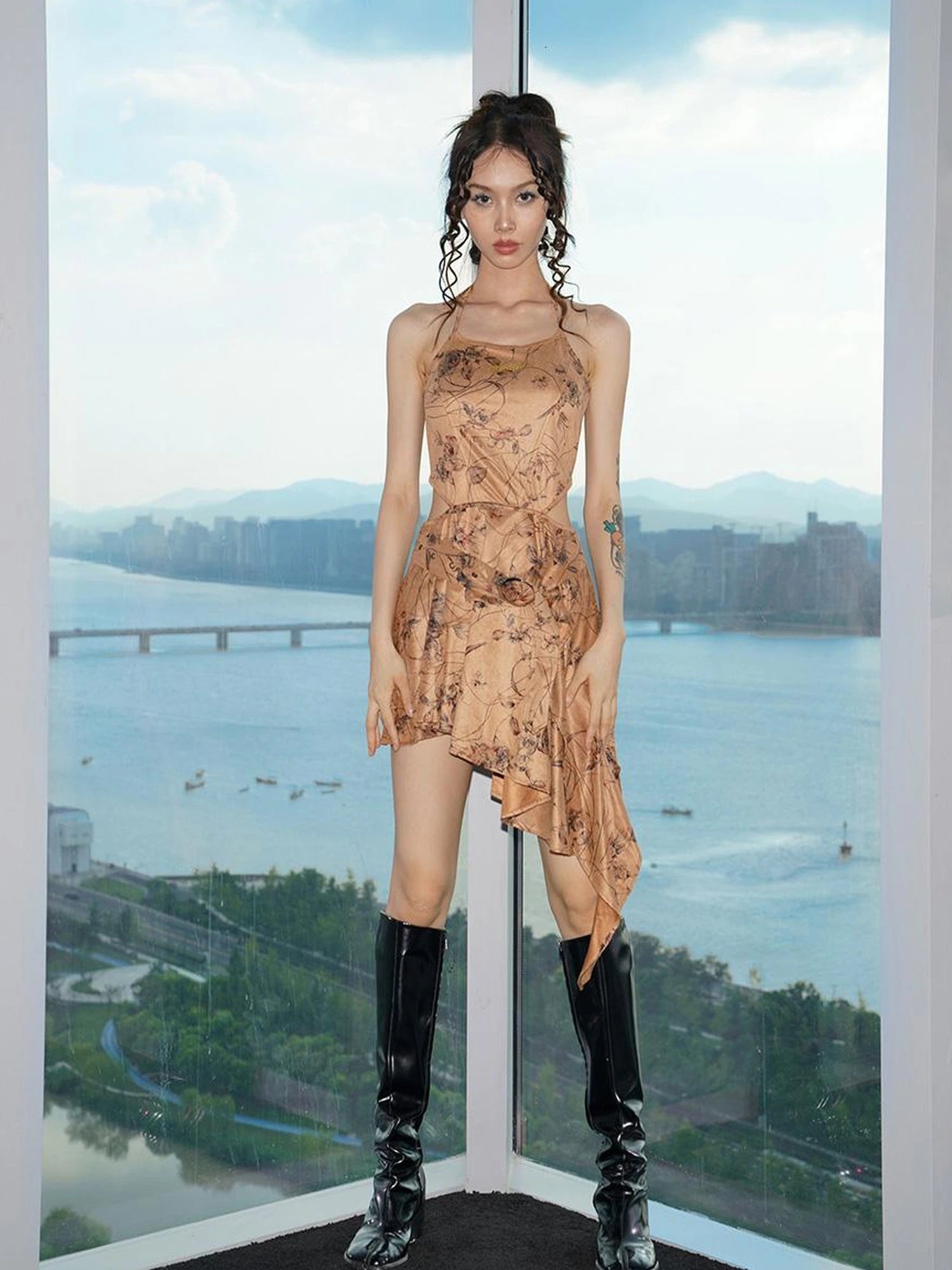 Vintage Brown Suede Cutout Cowgirl Dress