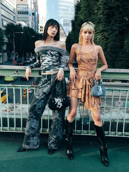 Vintage Brown Suede Cutout Cowgirl Dress