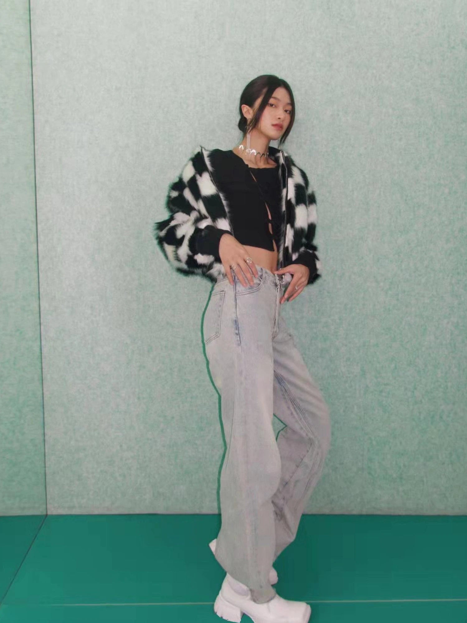 Vintage Light Blue High Waisted Wide Leg Denim Pants