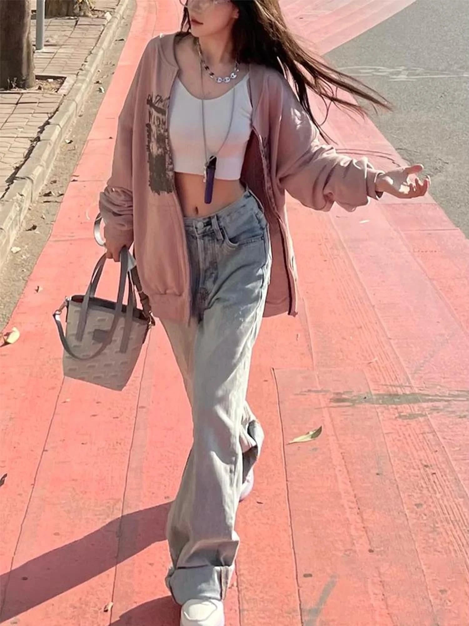 Vintage Light Blue High Waisted Wide Leg Denim Pants