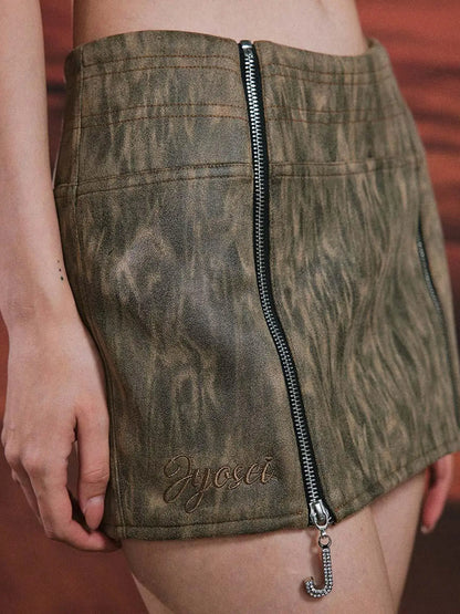 Vintage Suede Look Oversized Jacket And Bodycon Skirt Set