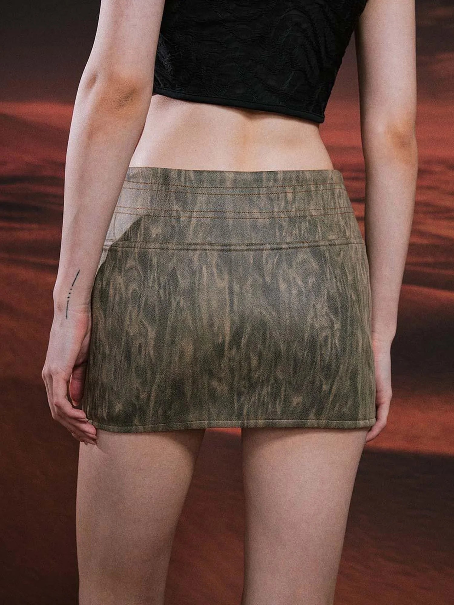 Vintage Suede Look Oversized Jacket And Bodycon Skirt Set