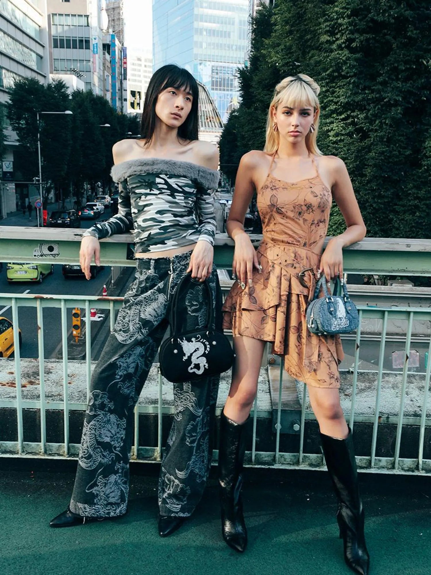 Vintage Y2 K Denim Bowling Bag With Glitter Chains