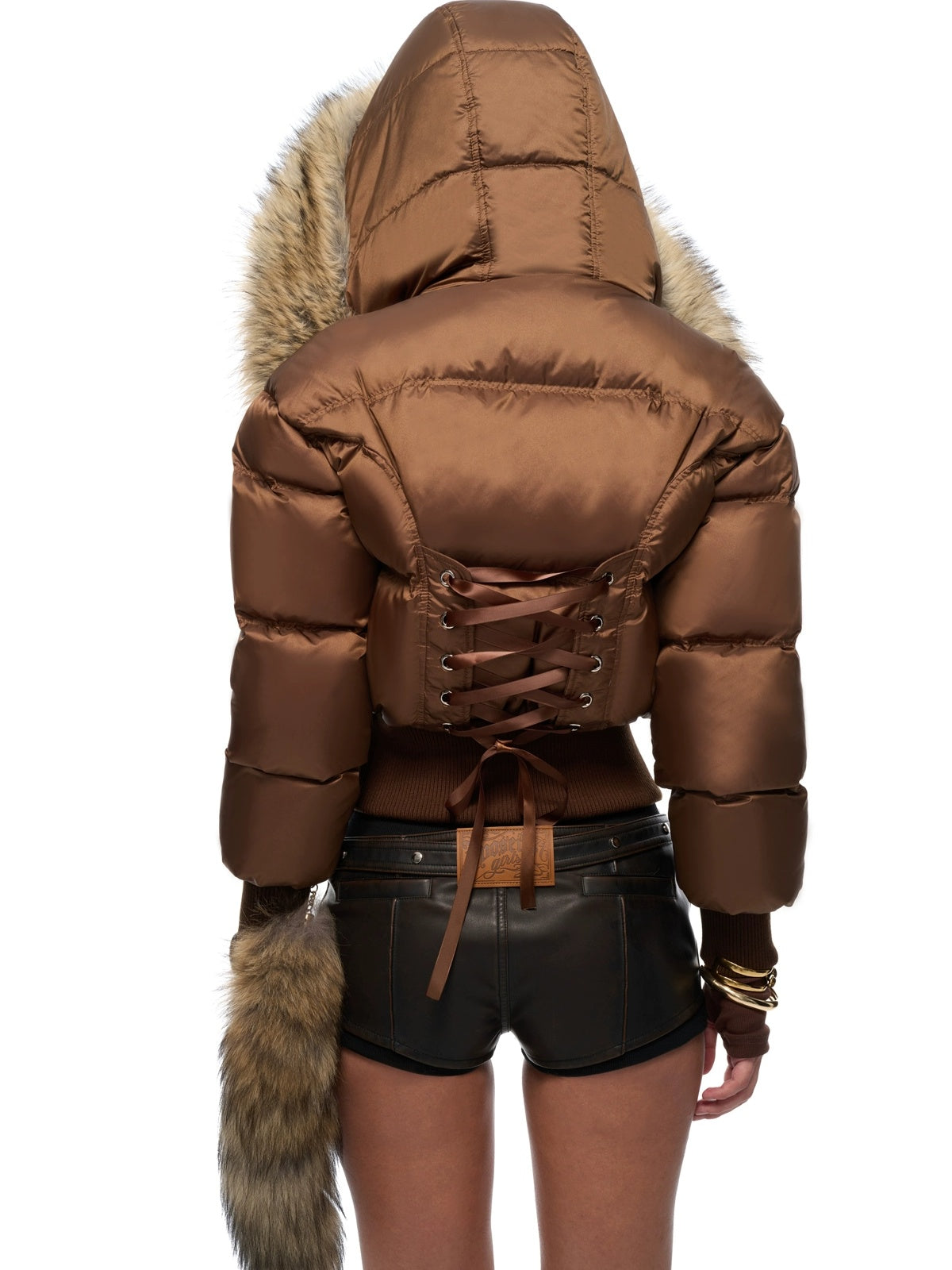 JYOSEI Warm High Waist Hooded Sexy Short Regular Fit Women 85% White Duck Down Coat