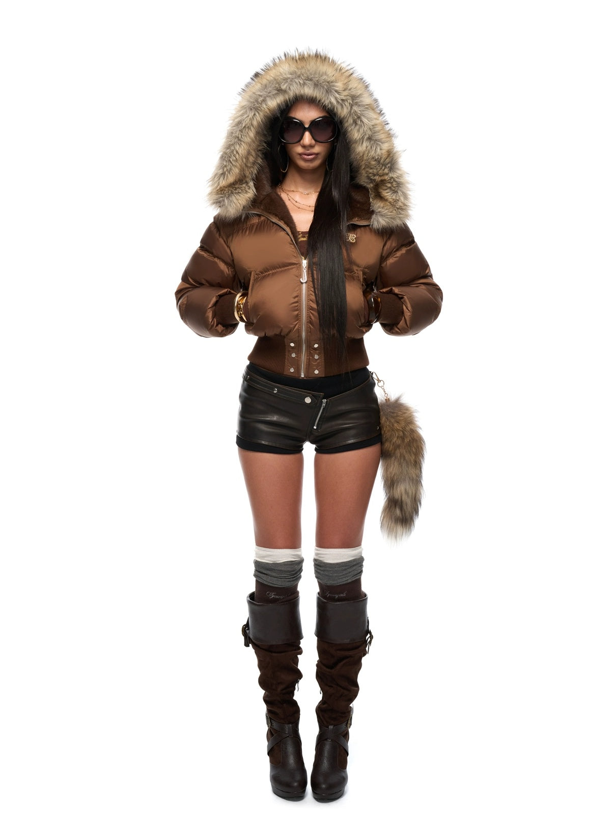 JYOSEI Warm High Waist Hooded Sexy Short Regular Fit Women 85% White Duck Down Coat