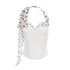 JYOSEI White Polka Dot Chiffon Scarf Splice Lace Up Boned Women&