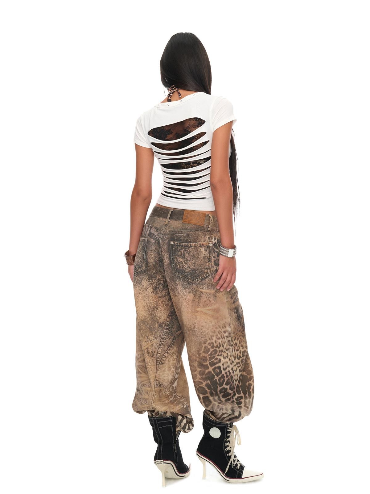 JYOSEI White Sheer Lace Cutout Letter Patchwork Women&