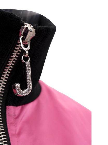 JYOSEI Women Black Pink Cropped Jacket With Pleated Detail