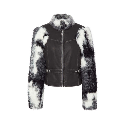 JYOSEI_Women_Black_White_Faux_Fur_Leather_Biker_Jacket_MISSTT