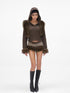 JYOSEI Wool Blend Fringe Hooded Knit Sweater With Suede Shorts Set