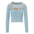 JYOSEI_Y2K_Faux_Fur_Trim_Knit_Top_V_Neck_Long_Sleeve_T_Shirt_&_Snake_Skin_Bodycon_Skirt_Set_MISSTT