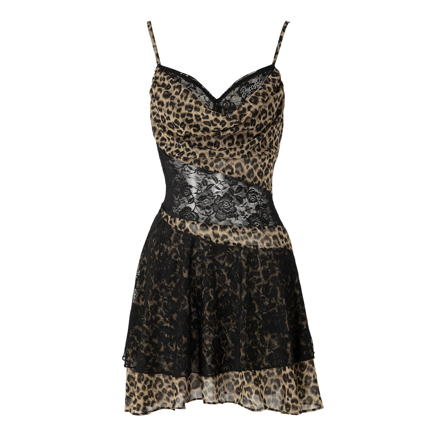 JYOSEI_Y2K_Leopard_Lace_Trim_Sheer_Chiffon_Slip_Dress_V-Neck_T-Shirt_Long-Sleeve_MISSTT