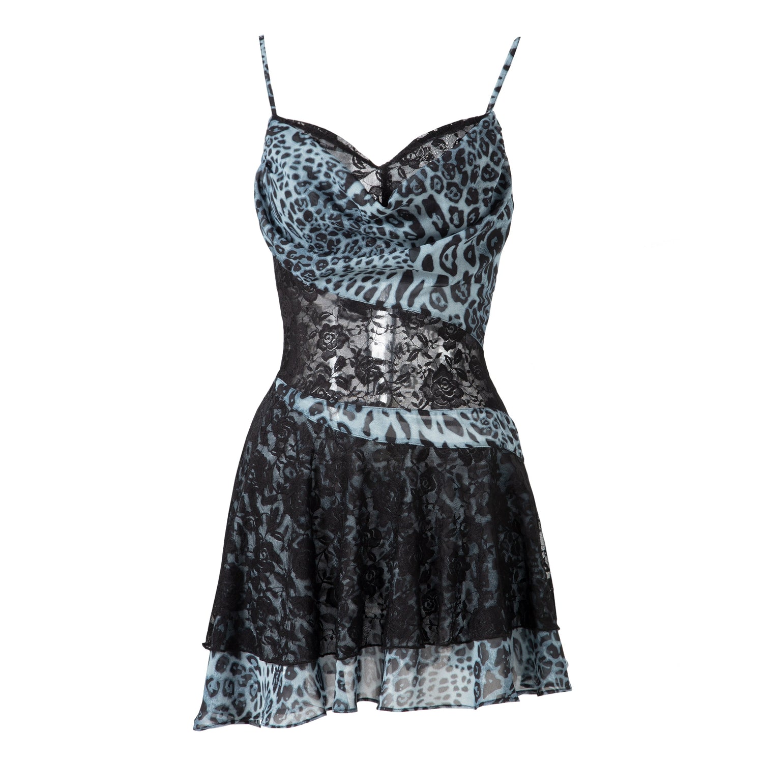 JYOSEI_Y2K_Leopard_Lace_Trim_Sheer_Chiffon_Slip_Dress_V-Neck_T-Shirt_Long-Sleeve_MISSTT