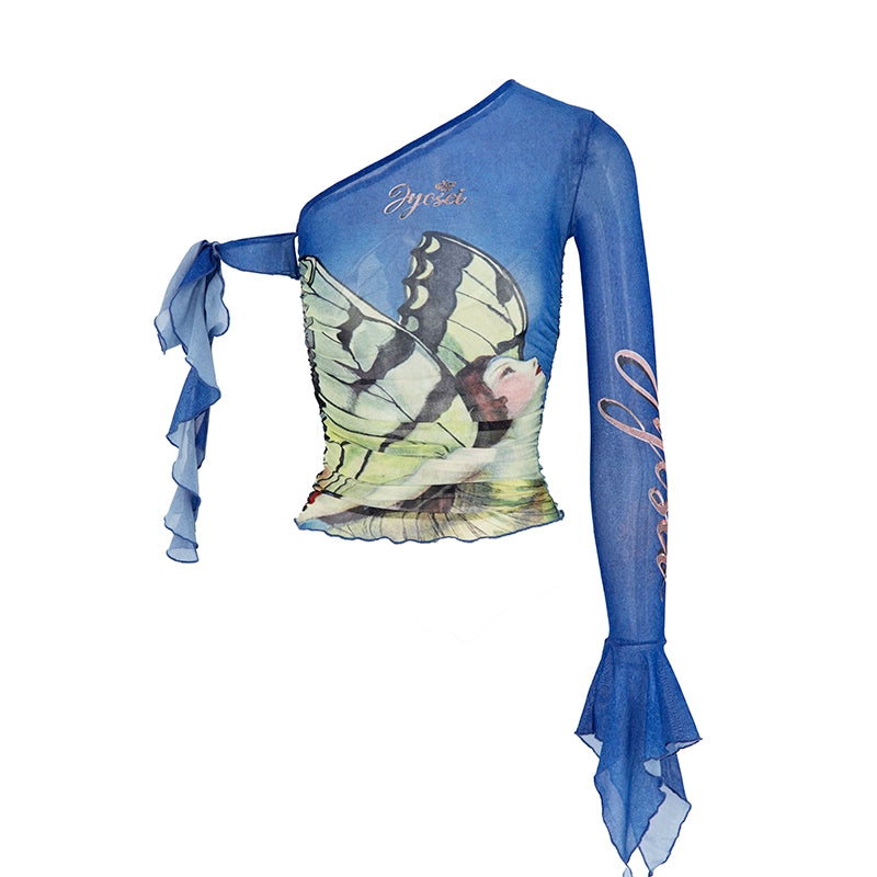 JYOSEI_Y2K_Sheer_Mesh_Ruffle_One_Shoulder_Top_With_Print_MISSTT