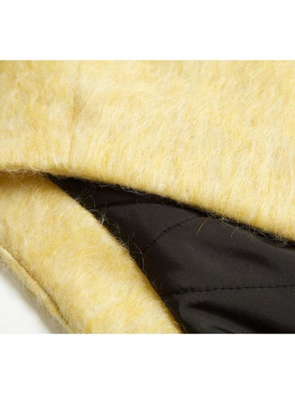 JYOSEI Yellow Wool Short Coat With Detachable Scarf