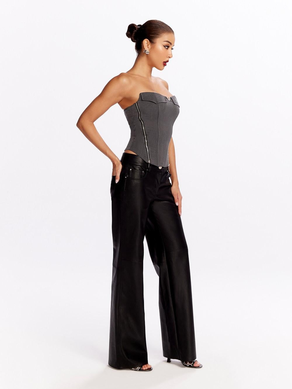 JYOSEI Zipper Front Original Slim Fit Dark Gray Polyester Casual Tank Tops