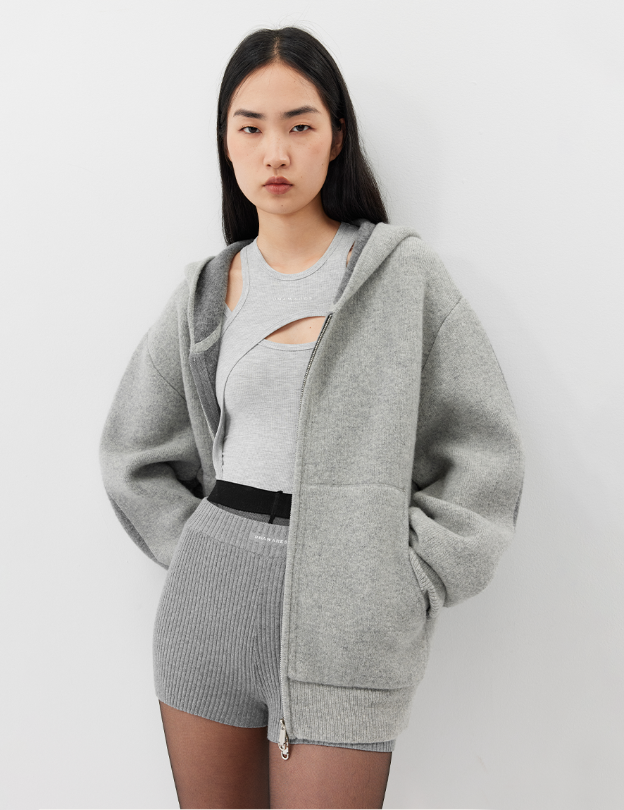 Jacquard Wool Hooded Cardigan