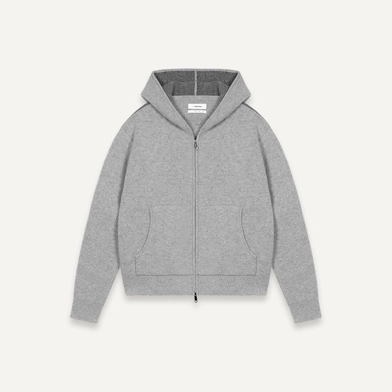 Jacquard Wool Hooded Cardigan