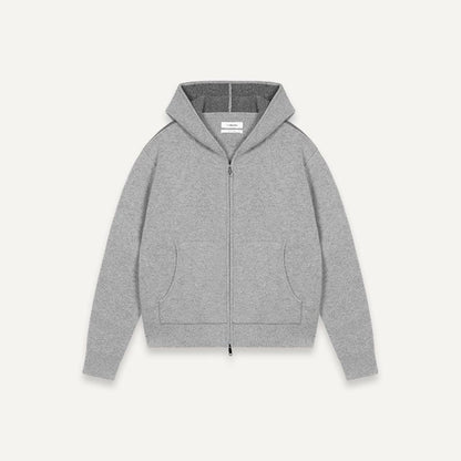 Jacquard Wool Hooded Cardigan