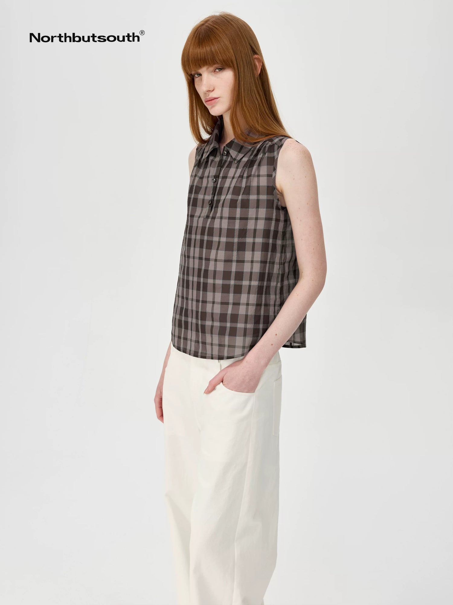 Japanese Checkered Sleeveless Vest Pleated Skirt Set