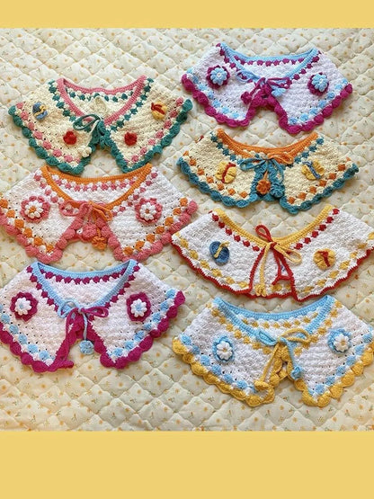 Japanese Multicolor Knit Wool Detachable Collar Bag 12 Styles