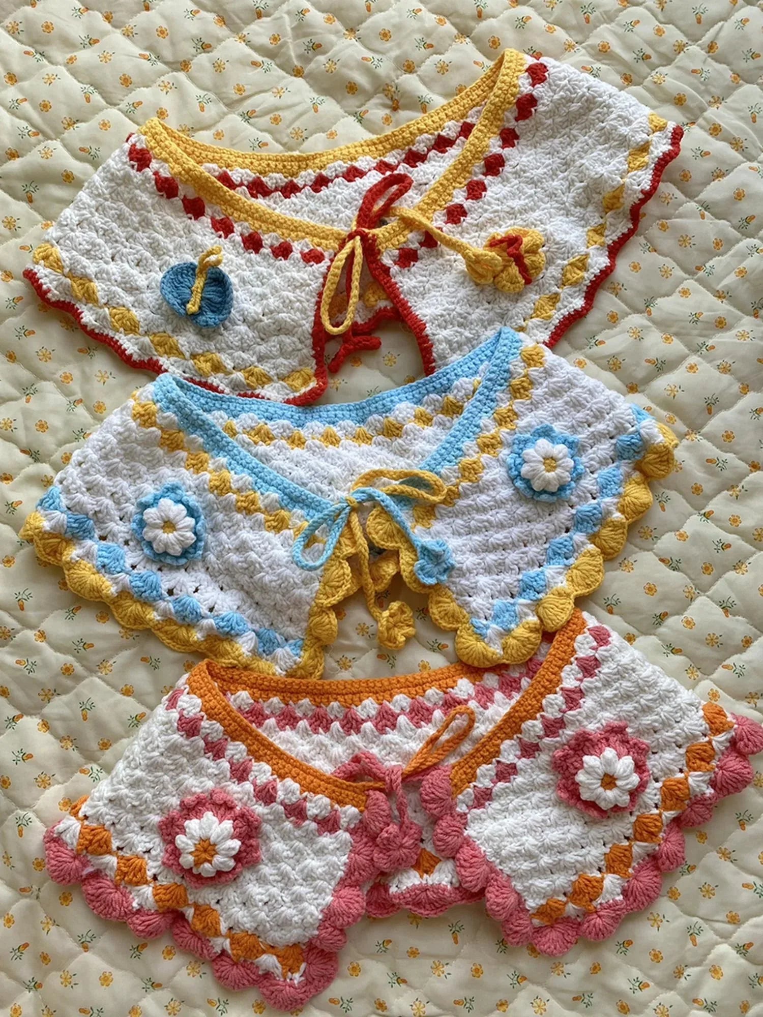 Japanese Multicolor Knit Wool Detachable Collar Bag 12 Styles