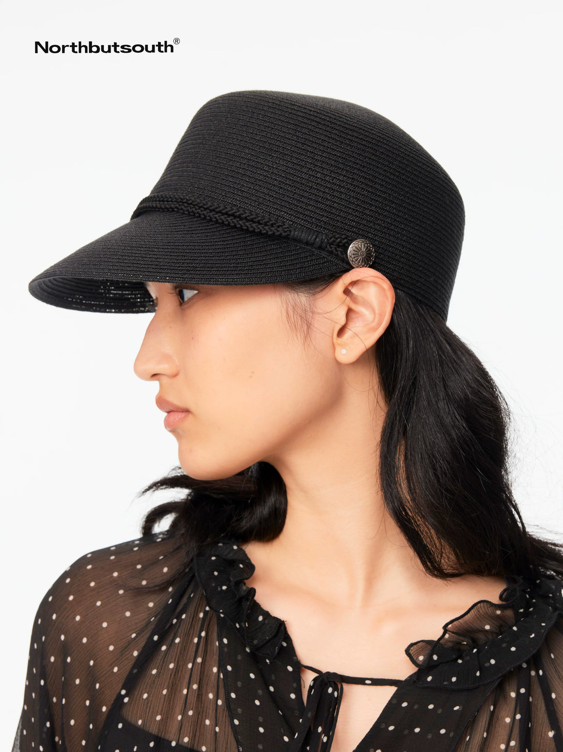 Japanese Straw Woven Equestrian Round Top Curved Brim Women&