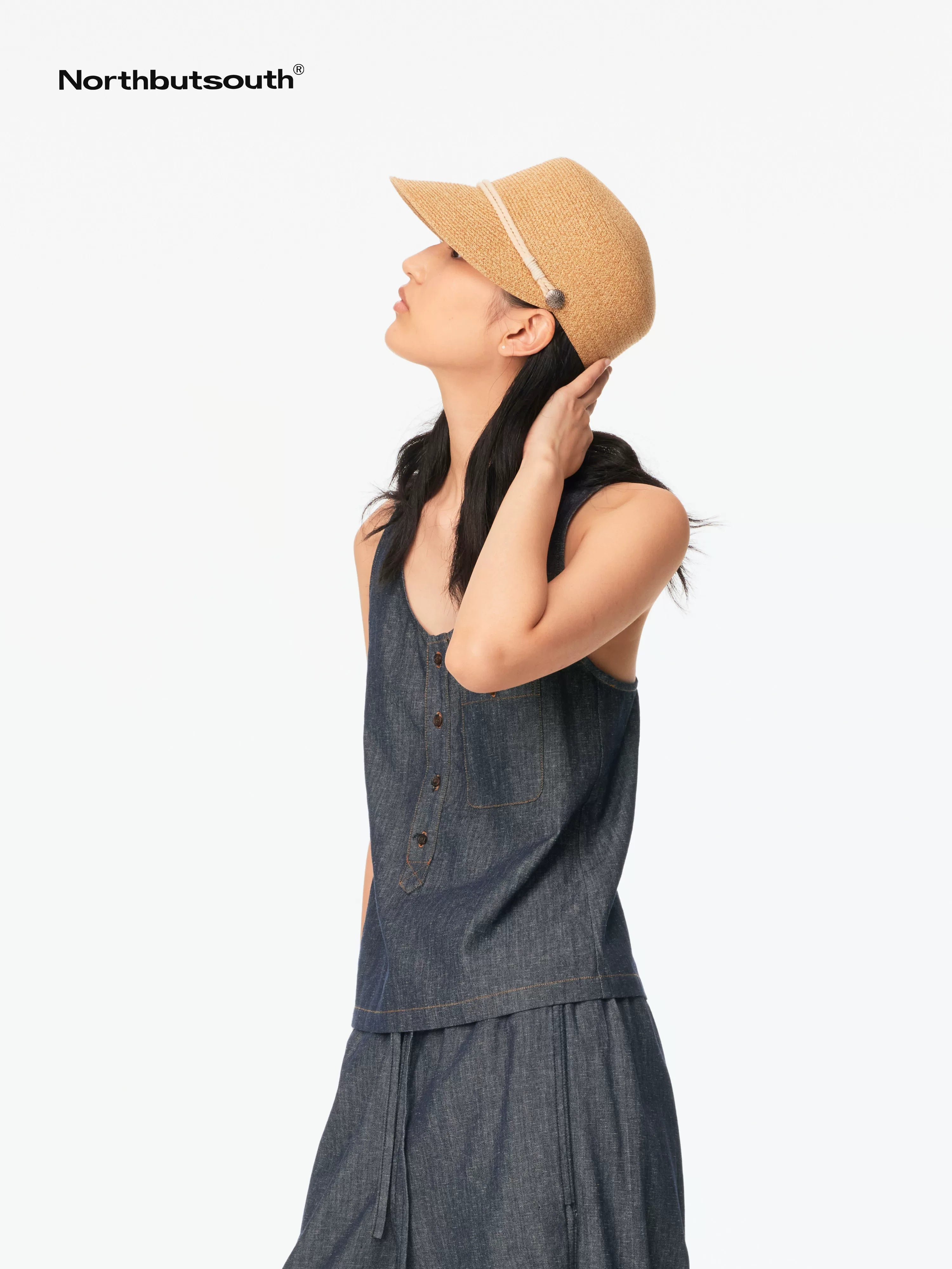 Japanese Straw Woven Equestrian Round Top Curved Brim Women&