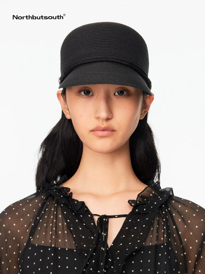 Japanese Straw Woven Equestrian Round Top Curved Brim Women&