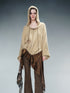 NN NORTH NODE Distressed Suede Panel Asymmetrical Knit Sweater