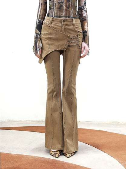 UpdateNN NORTH NODE Rivet Chorus Flared Pants With Detachable Apron