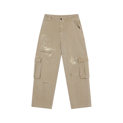 Achihara Faded Ink Canvas Cargo Pants