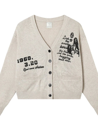 Vintage Love Knit Sweater With Lennon Ono Print