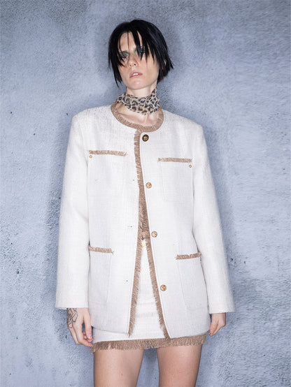 UpdateNN NORTH NODE Luminous Pearl Tassel Color Block Tweed Set
