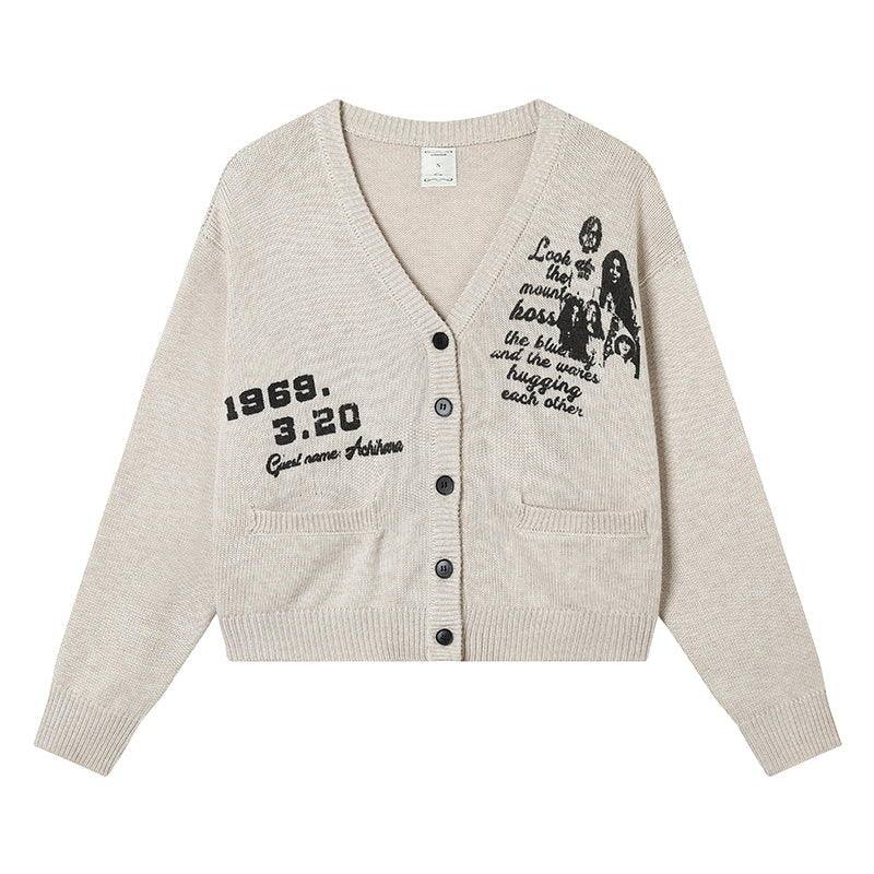 Achihara Vintage Love Knit Sweater With Lennon Ono Print