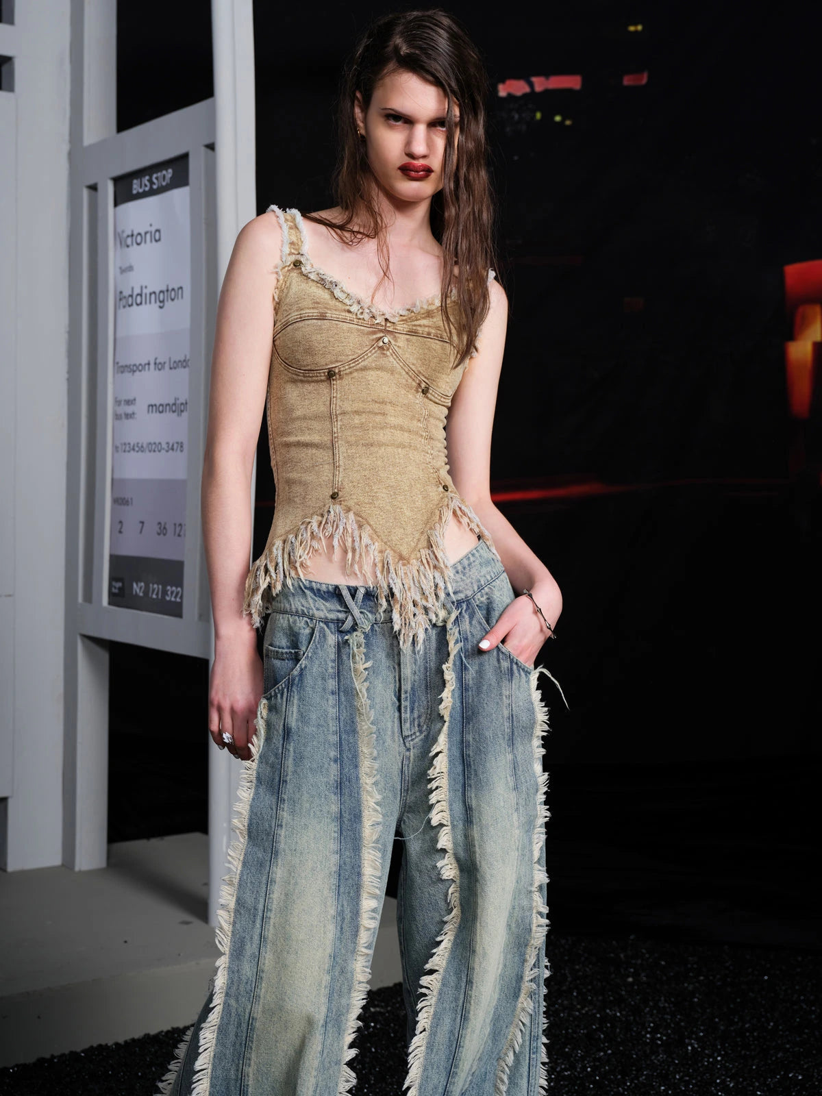 Cowhide Fringed Strapless Vest