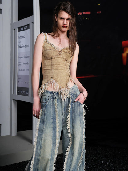 Cowhide Fringed Strapless Vest